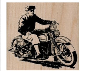 rubber stamp Motorcycle Rider number 14896 stamps stamping