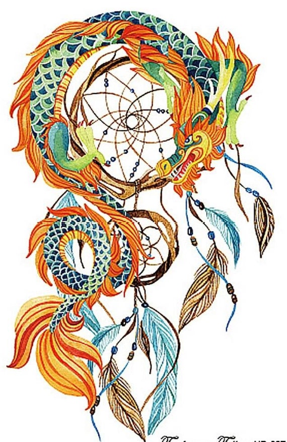 Items similar to Beautiful Dragon Feathered DREAM CATCHER temporary