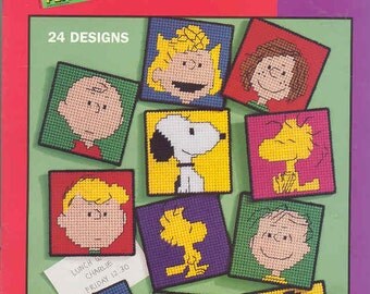 PEANUTS MAGNETS ~ Charlie Brown, Snoopy and Gang ~ plastic canvas pattern