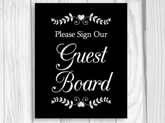 Please Sign Our Guest Board 5x7 8x10 Black and White