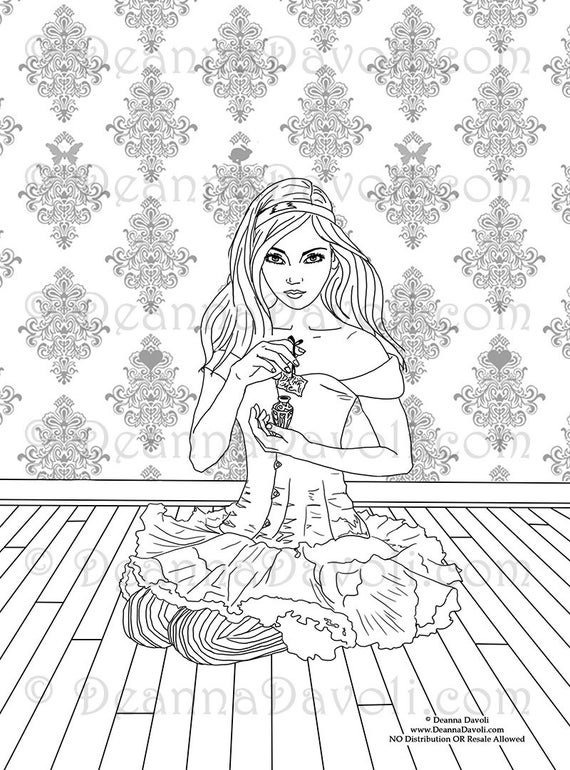 Adult Coloring Book Fantasy Art Coloring Pages Alice In Wonderland Coloring Page Adult Coloring 