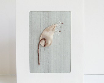 Milkweed pod card, wildflower card, embroidered card, botanical card, silk ribbon embroidery card