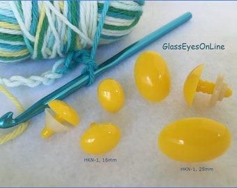 20 pc. 5mm to 25mm Yellow Oval Hello Kitty Noses, Buttons, Eyes for kittens, dolls, teddy bears, craft, sewing, amigurumi ( HKN-1 )