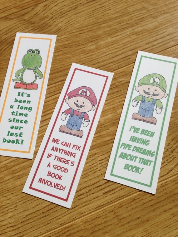 Mario Brothers bookmarks Super Mario Luigi Yoshi Toad