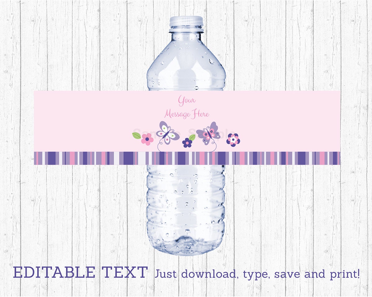 Cute Butterfly Water Bottle Labels / Butterfly Baby Shower