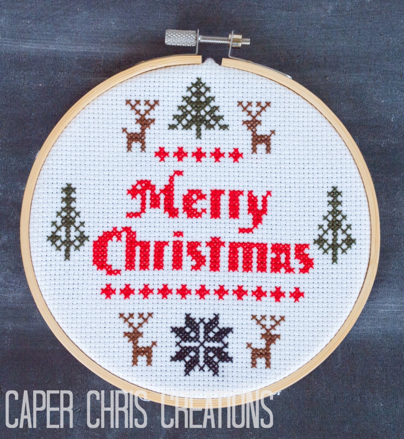 Merry Christmas Counted Cross Stitch Pattern Nordic