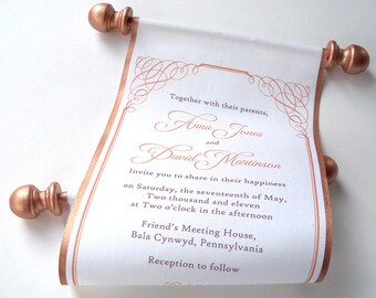 invitations wedding rings on scrolls