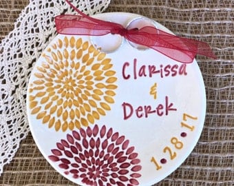 Wedding Ring Holder with Starburst Design - Ring Dish is Modern Alternative to Traditional Ring Pillow