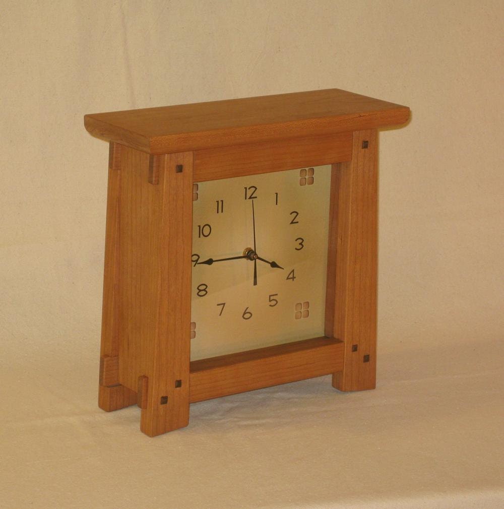 Arts & Crafts Mission Style Clock Cherry