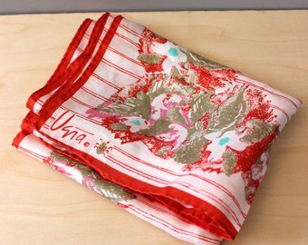 Vintage Vera Neumann scarf with floral and stripe design, 1970s oblong.