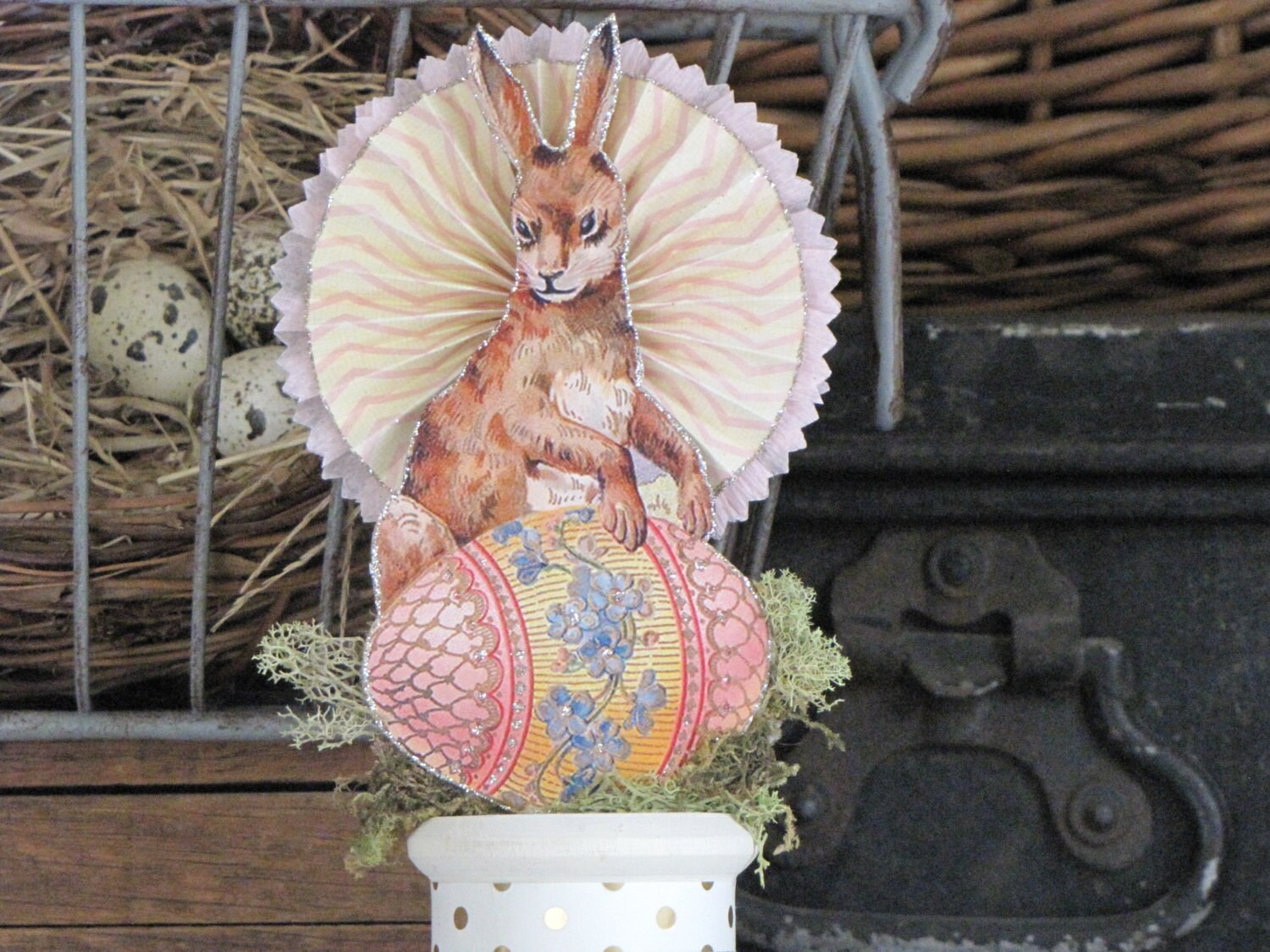 Vintage Victorian Inspired Easter Rabbit With A Giant