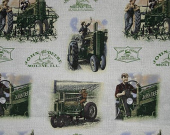 John Deere Fabric By the Yard, Quarter Yard, Fat Quarter Farm Tractor Fabric Moline Field Vintage Cotton Quilting Fabric t4/20