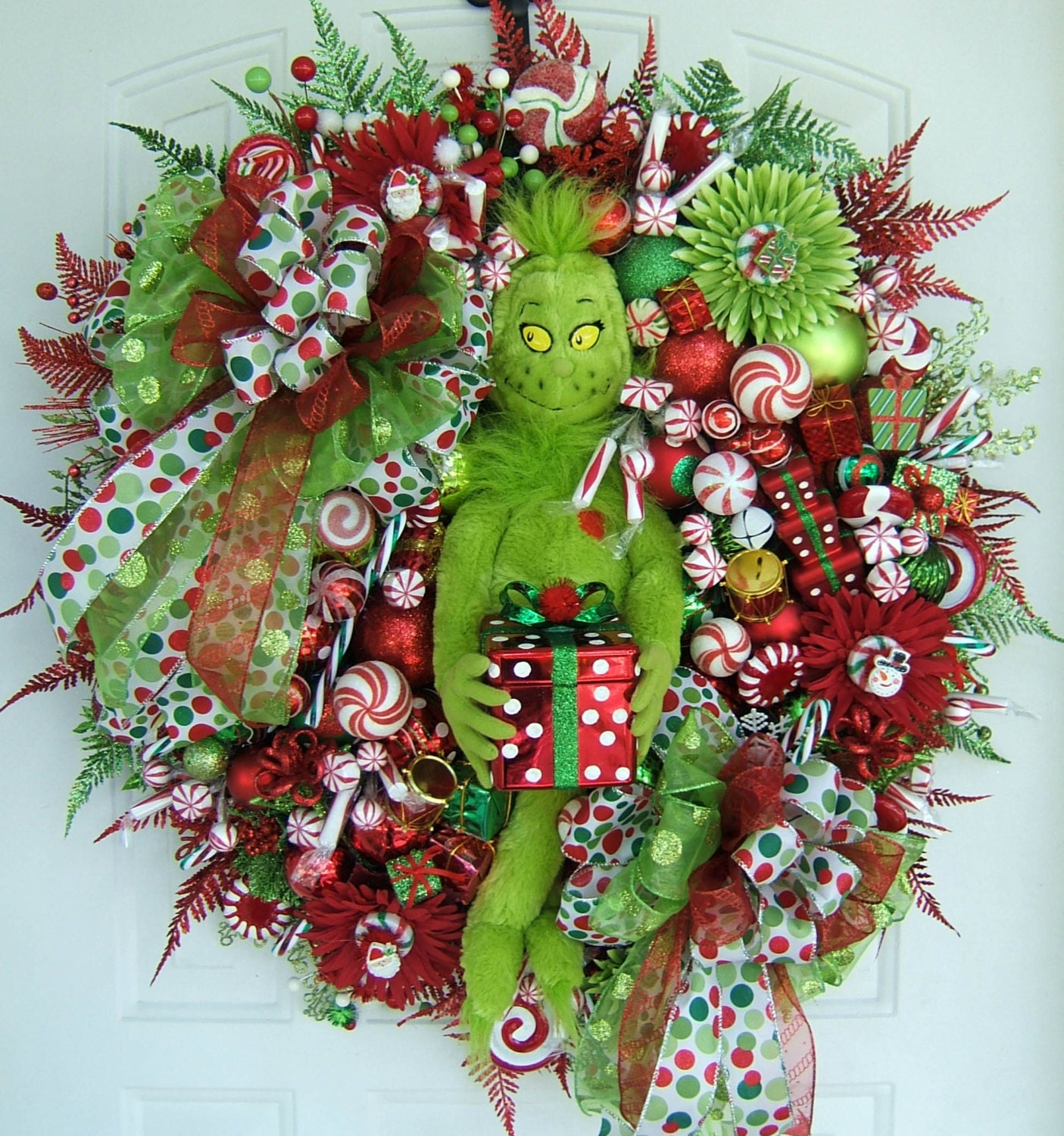 Christmas wreath Custom order Grinch wreath Holiday wreath