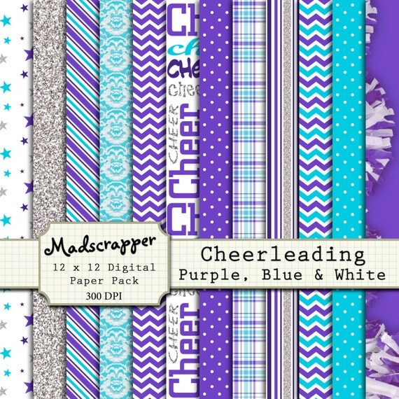Digital Scrapbook Paper Cheerleading Purple Blue by madscrapper