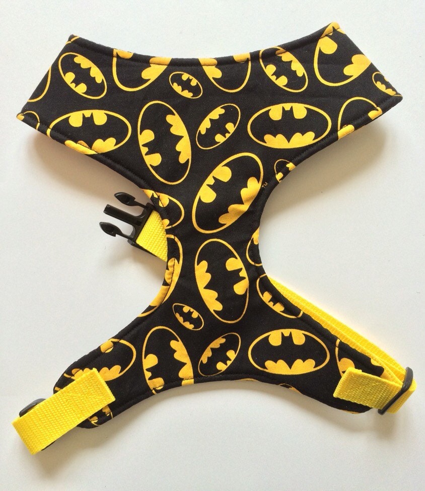 Pug Dog harness Batman Custom Made Soft Dog by Pugsnkissesuk