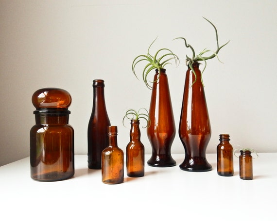 Download Brown Bottle Collection 8 Amber Glass Vases Yellowimages Mockups