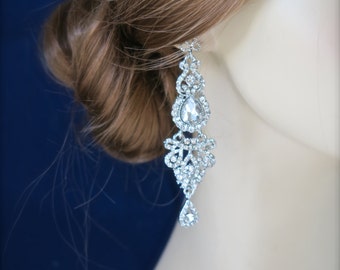 Crystal Wedding Earrings Vintage Bridal Earrings Swarovski Crystal Chandelier Earrings Wedding Jewelry