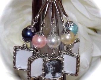 Wedding bouquet photo charm. Small picture frame for a brides bouquet. Bridal shower gift. Memorial charms - sister gift idea.