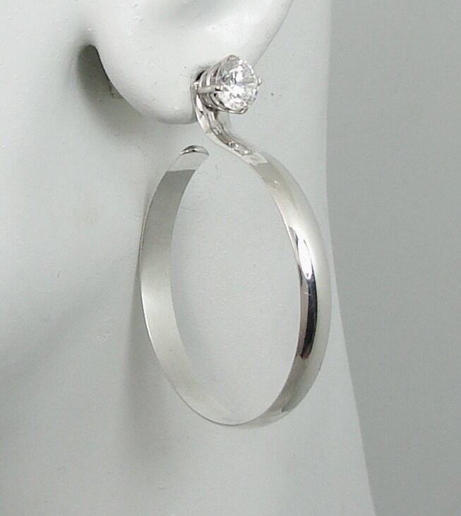 Hoop EARRING JACKETS Diamond Jackets Sterling Silver Dangle