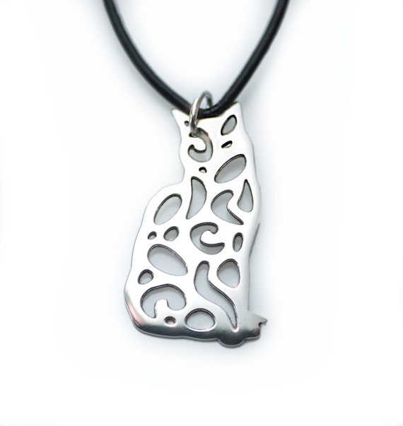 Silver Cat Jewelry, Pendant Necklace, Small Version