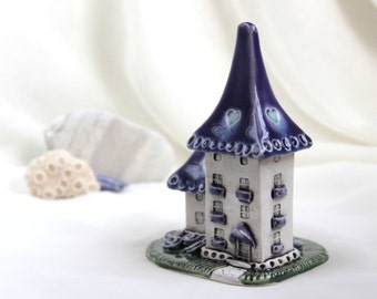 Purple lavender Turquoise House of tiny fairies - Hand Made Ceramic Eco-Friendly Home Decor by studio Vishnya