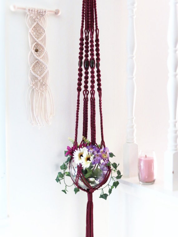 Extra long macrame plant hanger large colorful by