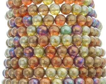 6mm Lumi Rainbow Mix Czech Glass Round Beads - Qty 30 (AW33)