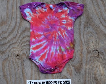 Red, Violet and Gold Tie Dye Baby Onesie (American Apparel Organic Cotton 12-18 Months 4001ORG) (One of a Kind)