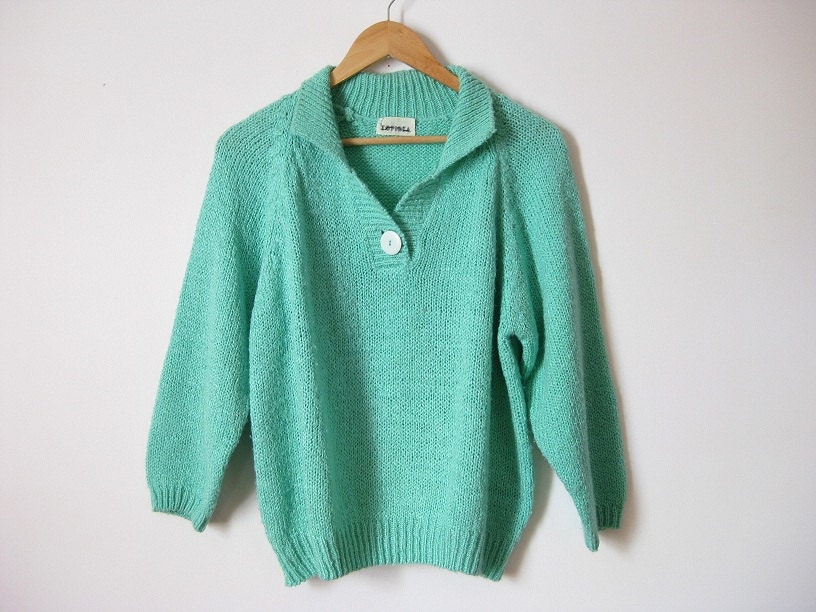 80s baggy style mint green pullover sweater boho hipster