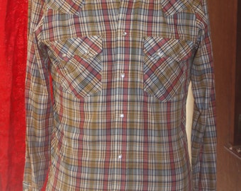 Vintage Plaid Stage Cowboy Western Shirt S