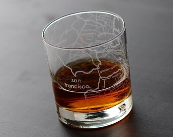 San Francisco Maps Rocks Glass