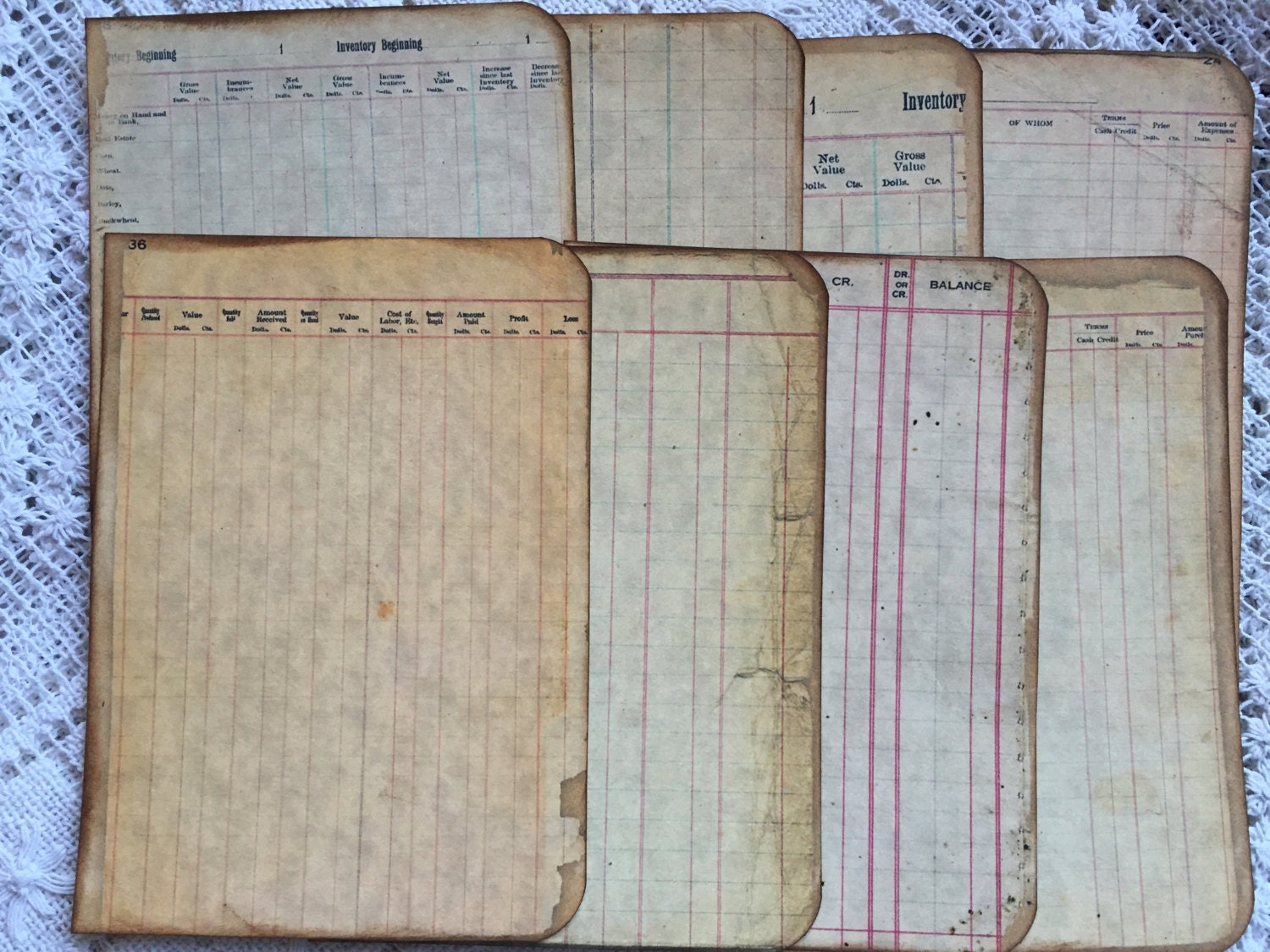 Ephemera Bundle vintage ledger paper 8 different sheets 5