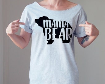 Customize Your Own Shirt Mama Bear Off The Shoulder Top Graphic Tee Customized Custom Tshirt