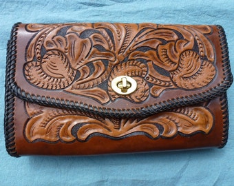 Custom Tooled Flames Leather Billfold Wallet by SouthPawArt