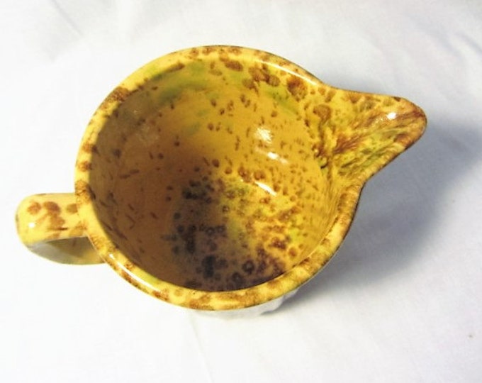 Spongeware Pitcher, Creamer, Individual Pitcher, Spongeware Stoneware YellowWare, Pottery Pitcher Spongeware Stoneware Yellows Brown