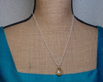 Rutilated Golden Quartz Gemstone 925 Silver Necklace