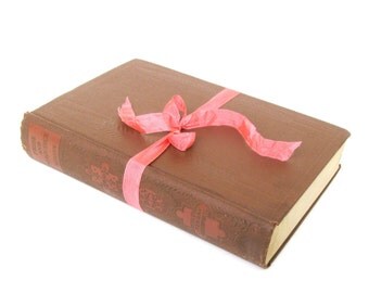 Pride and Prejudice by Jane Austen, Vintage Jane Austen Book, Austen Wedding, RARE Edition, Book Collector, Brown and Coral Home Decor
