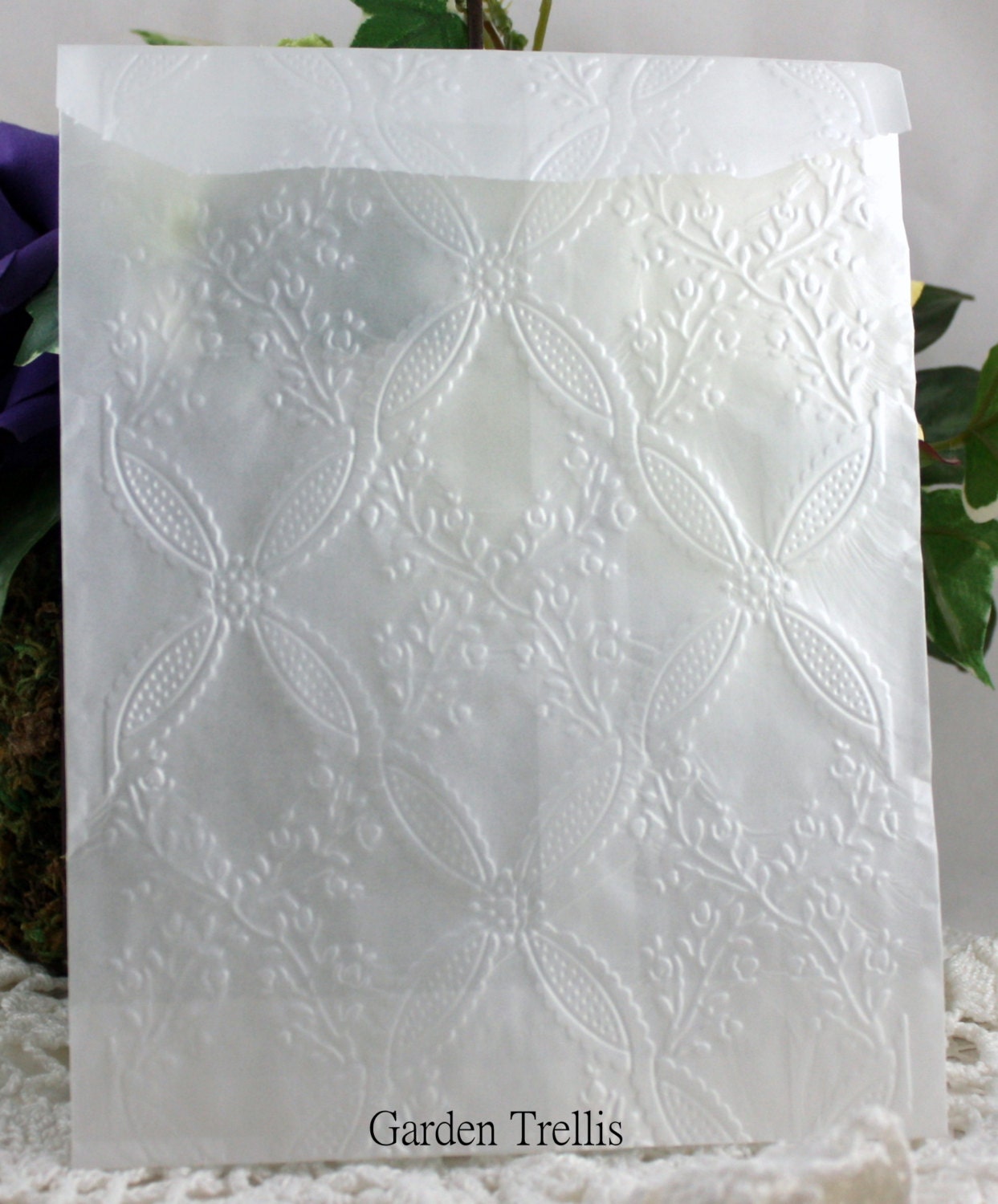 25 Trellis Embossed Paper Bags or Glassine Bags Silverware