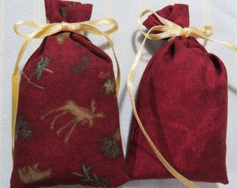 Burgundy 3"X2" Sachet-'Dreamsicle' Fragrance-Woodland Masculine Father's Day Sachet-Holiday Sachet-Ivory Ribbon-Cindy's Loft-535