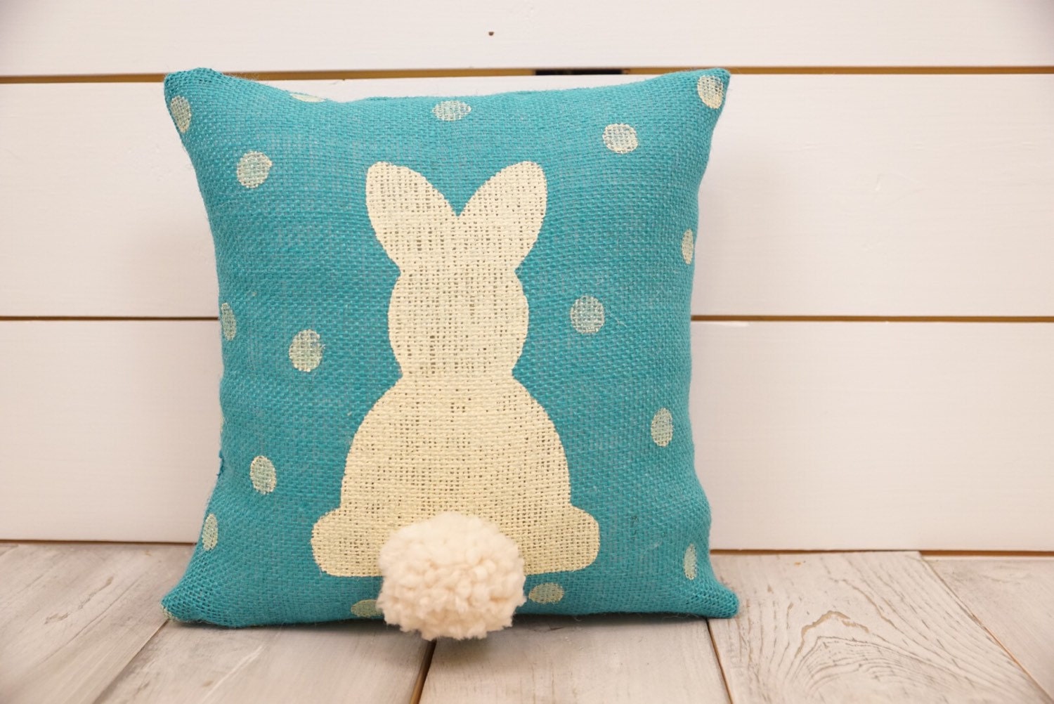 burlap bunny pillow