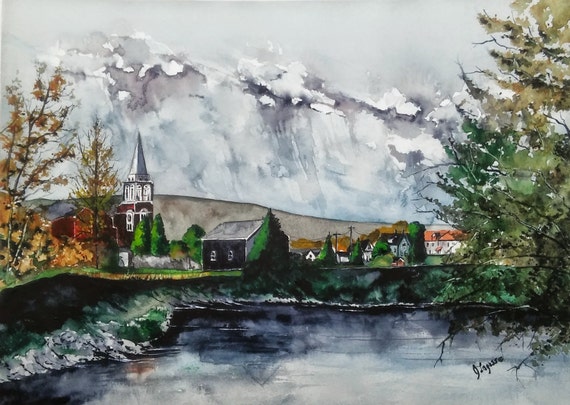 FORT KENT, Maine - Original watercolor Painting, Landscape Painting, Limited PRINTS, Jim Lagasse, original watercolor, Maine Landscape