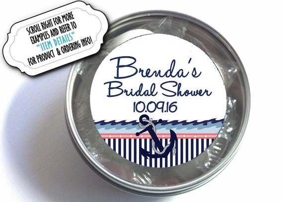 1", 1.5" or 2" Stickers, Labels for Favors, Sea Shells, Beach Theme, Wedding, Bridal Shower, Birthday, Navy, Coral, Anchor, Nautical Theme Il_570xn