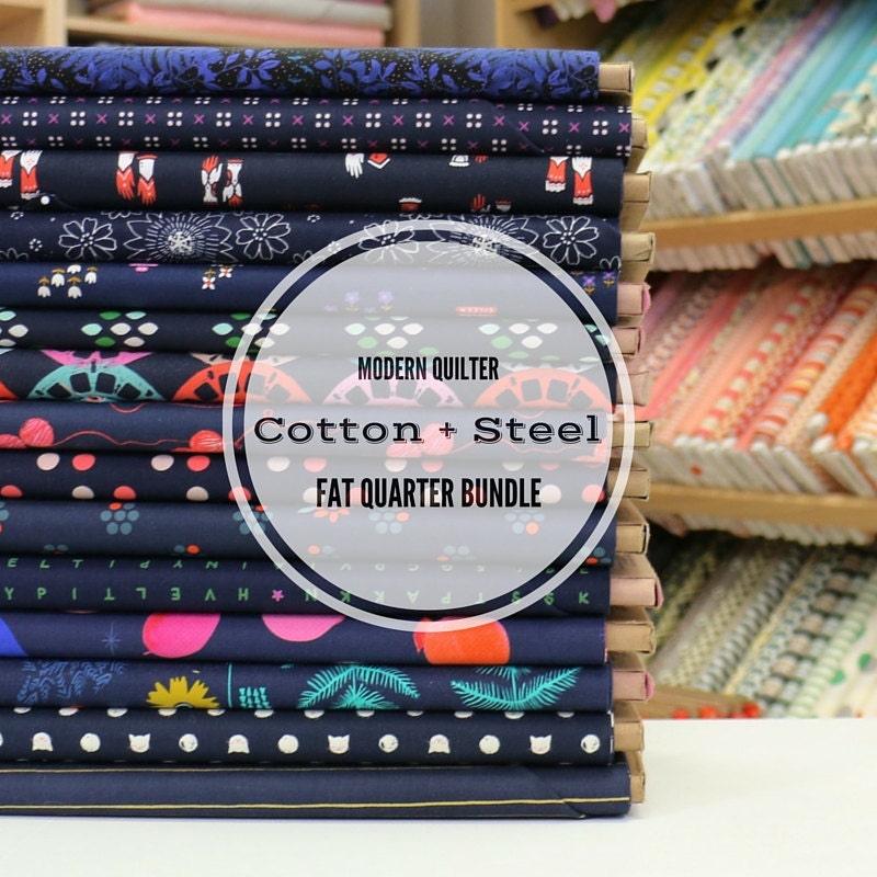 Cotton Steel Stash Fat Quarter Bundle in NAVY 15 by ModernQuilter