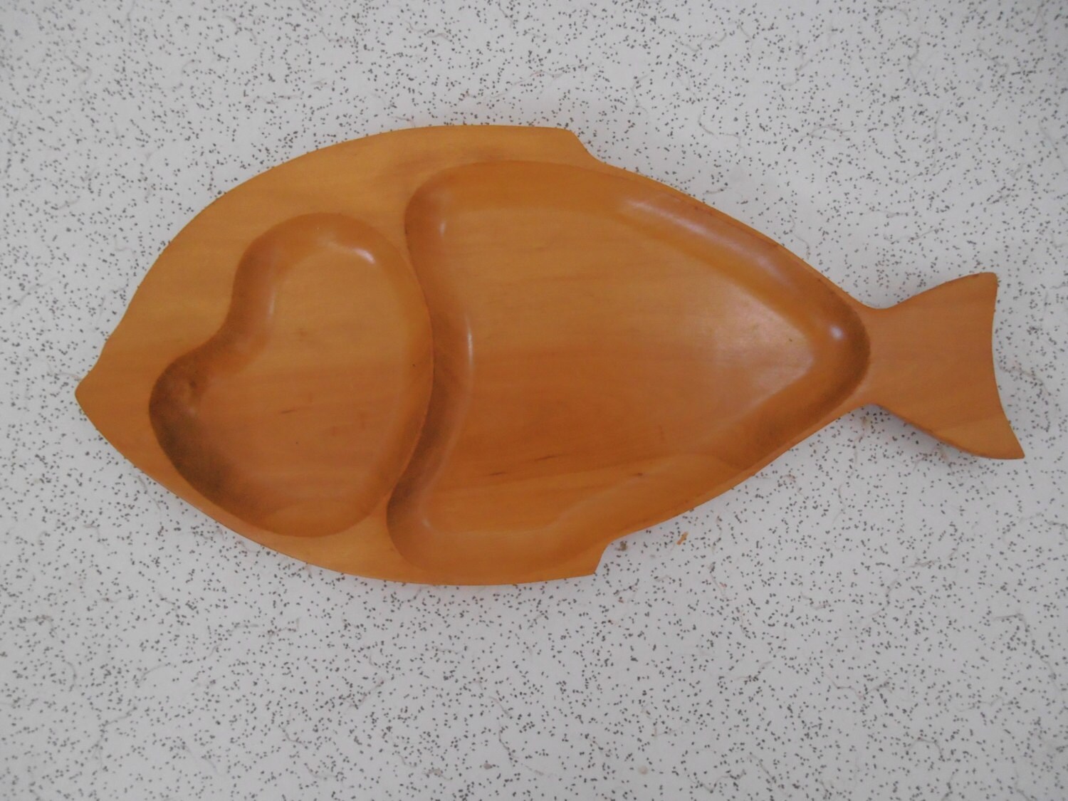 mid century japanese cherry wood fish plate Haute Juice