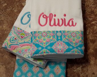 Burp cloth set// personalized burp cloth set// baby girl burp cloth set//baby shower gift//baby girl gift