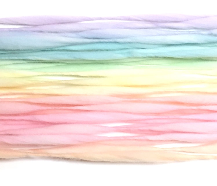 Self striping pastel rainbow yarn handspun thick by TheGingkoLeaf