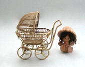 Dollhouse Miniature Furniture Baby Carriage Stroller Pram Buggy Dollhouse Furniture Miniature Decor Nursery Decor Baby Shower Gift Wire Gold