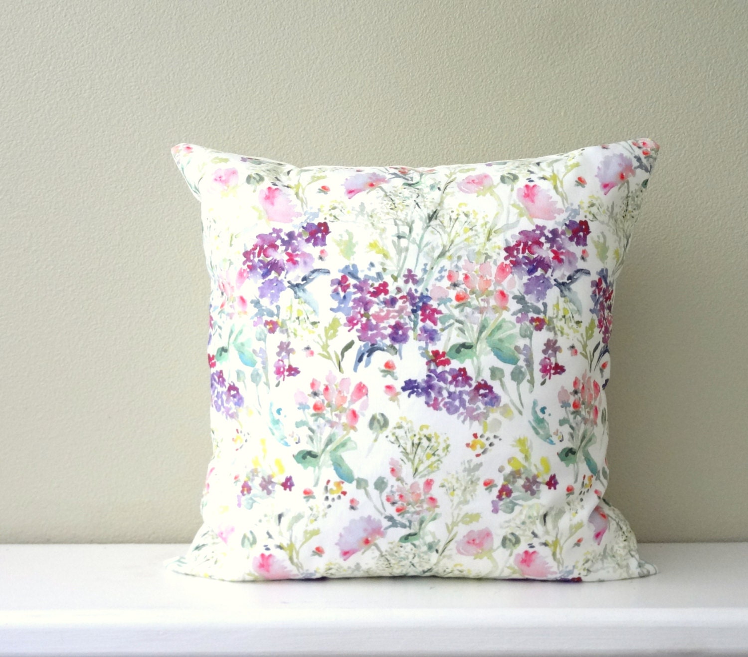 Floral Mix Watercolor Pillow Cover Watercolor Flowers Pillow