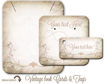 Custom Earring Card Jewelry Display 031 Vintage Grunge Cottage Chic Necklace Tags Wedding Favor TagBracelet Tags