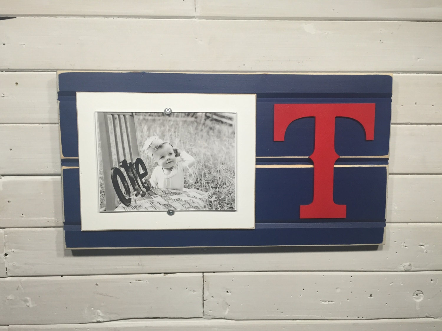 Texas Rangers picture frame holds 5x7 photo decor